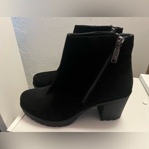 Blonde Waterproof Black Ankle Boots with side zippers